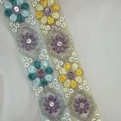 60.インド刺繍リボン 1m50cm×2本セット