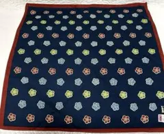 花柄コットンハンカチ ネイビー 約50cm