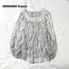 エルマンノ フィレンツェ★ブラウス 花柄 イタリア製 シフォン レース