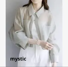 ミスティック mystic シアーショートシャツジャケット グリーン