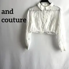 and coutureシアー透け感ショート丈トップス長袖白ホワイト襟付き38上品