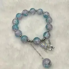 【美品】ブレスレット レディース おしゃれ 水色 青 ピンク ビーズ
