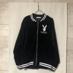 PLAY BOY SPORTS ロゴ刺繍 ベロア スカジャン
