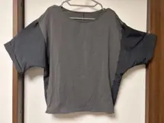 接触冷感シルケットx布帛使いBSタックプルオーバー チャコール フリーサイズ