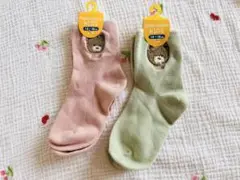 キッズ靴下 ピンク グリーン 16-18cm