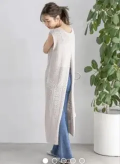 バックスリットクロシェワンピース