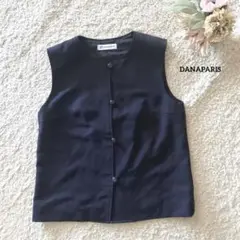 ダナパリ DANAPARIS ネイビー ノースリーブベスト 9 ウール100