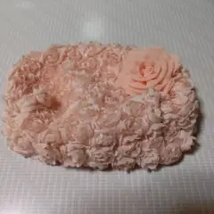 ふりふりレースメイク　ポーチ　ピンク　お花　お化粧　小物入れ