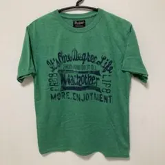 メンズ　グリーン　緑　Tシャツ  ロゴ　プリント　M