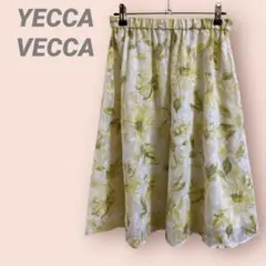 YECCA VECCA 花柄シフォンフレアスカート　膝丈　透け感サラサラ/F