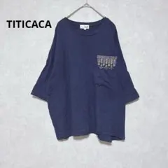 チチカカ　カットソー　チュニック　刺繡　アジアン　エスニック　ネイビー　F