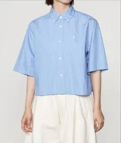 Gymphlex ショート ボタンダウン半袖シャツ STRIPE WOMEN