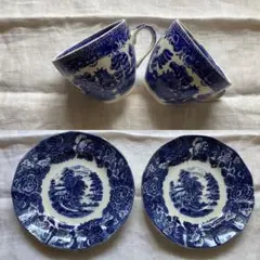 イギリス　ヴィンテージ　「Alfred Meakin」C&Sトリオ　２セット Vintage Alfred Meakin trio, cup,saucer & plate, rustic