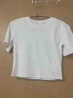 ホワイト キラキラ半袖Tシャツ