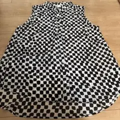 ノースリーブ白黒チェックシャツ EUR 42