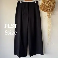 【プラステ】 S♪ レディース ワイドパンツ スラックス 無地 ブラック