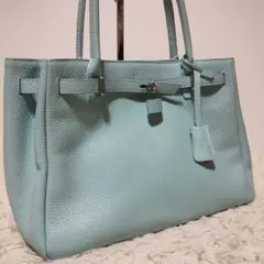 【美品】傳濱野 ハンドバッグ ミーティア 皇室御用達 ブルーグリーン系