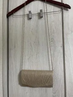 ピンクゴールド プリーツデザイン パーティーバッグ