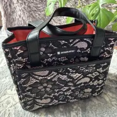 【訳あり】ARTISAN & ARTIST レーストートバッグ　黒ピンク 未使用
