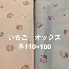 いちご柄プリント生地（ピンク・水色） 各110×100 オックス