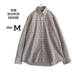 【美品】 ザスコッチハウス　チェック　長袖シャツ M メンズ ボタンダウン　薄手