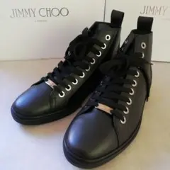 正規店購入★ジミーチュウ★ハイカットレザースニーカー黒★28cm