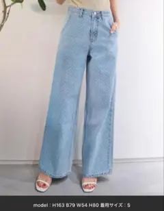 【未使用級】AMBIENT ドットデニムパンツ（S）