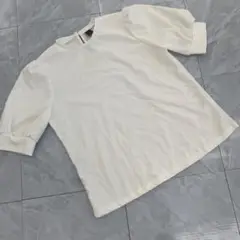 evoluSHEIN パフスリーブ Tシャツ ホワイト 半袖 クルーネック M