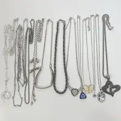 【N】メッキ ネックレス シルバーカラー系 アクセサリー おまとめ 154g