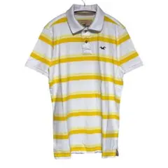 【未着用】HOLLISTER ホワイト×イエロー系 半袖ポロシャツ サイズL