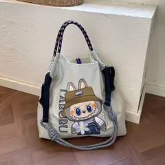 ボールアンドチェーン　エコバッグ LABUBU トートバッグ ウサギグレー