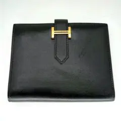 【美品】エルメス ベアン コンパクト 最高級 ボックスカーフ ゴールド金具