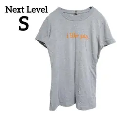 Next Level 【S】 グレー 半袖Tシャツ フロントロゴ オレンジ