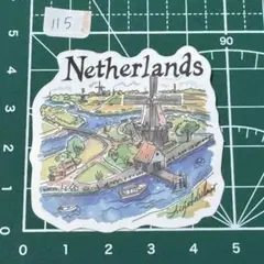 オランダ 風車と運河の風景 ステッカー
