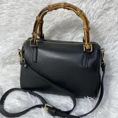 【美品】Gianni Notaro バッグ　本革 バンブー　2WAYブラック