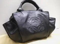 美品◆LOEWE ロエベ ナッパアイレ 巾着型 レザー トートハンド バッグ 黒