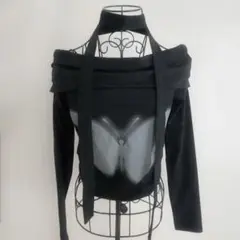 WEGO ストール付きバタフライオフショルトップス　ブラック