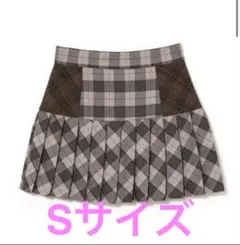 ANDMARY Coco check pleats skirt beige