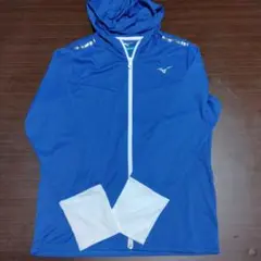 Mizuno フード付きウィンドブレーカー 青
