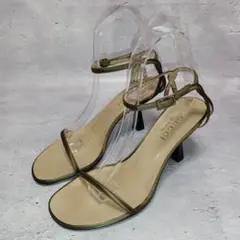 美品✨グッチ GUCCI ハイヒール サンダル【36C】カーキ ゴールド
