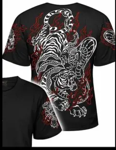美品BIRTHJAPAN Blood Money 虎と蛇と赤炎Tシャツ 5L