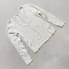 Re:EDIT カーディガン 長袖 リブ Vネック シンプル ホワイト Lサイズ