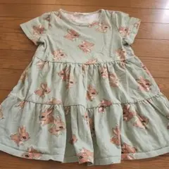 【値下げ】H&M　ウサギ柄ミントグリーン半袖ワンピース