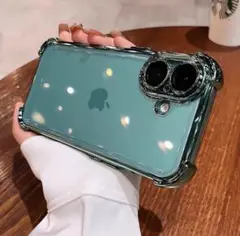 耐衝撃加工 iPhone16ケース メッキ クリア ティール グリーン