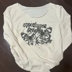 SHINE長袖Tシャツ 蝶とテキストプリント