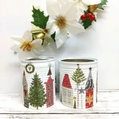 リメイク缶ꔛꕤ クリスマスの街並 2個セット