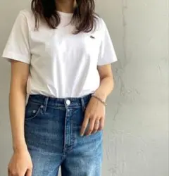 LACOSTE ラコステ ワンポイントロゴ ベーシック クルーネックTシャツ 白
