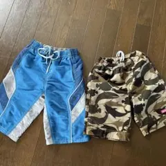 男の子水着100 2枚　サーフパンツと迷彩ショートパンツセット