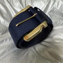 レトロ　ベルト　ネイビー ゴールドバックル
