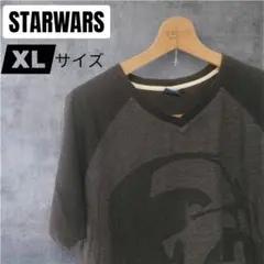 スターウォーズ ダースベイダー Vネック ラグランTシャツ グレー XLサイズ